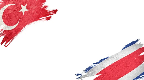 Прапори Туреччини та Коста - Рики на білому тлі — стокове фото